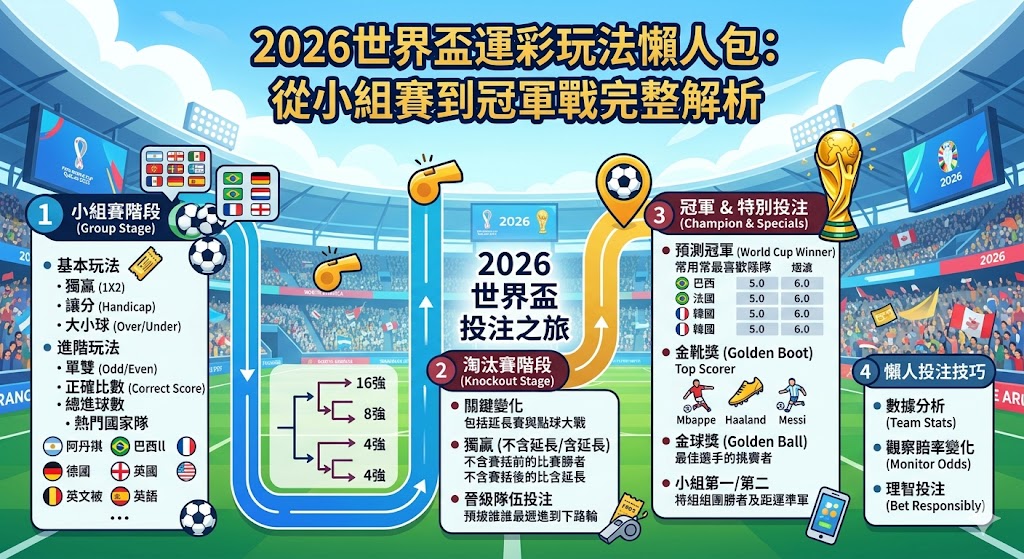 世界杯投注懶人包｜從小組賽到冠軍戰的2026世界盃運彩玩法完整解析