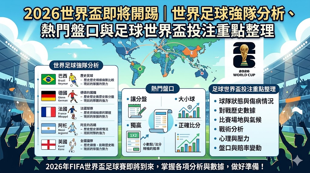 2026世界盃即將開踢｜世界足球強隊分析、熱門盤口與足球世界盃投注重點整理