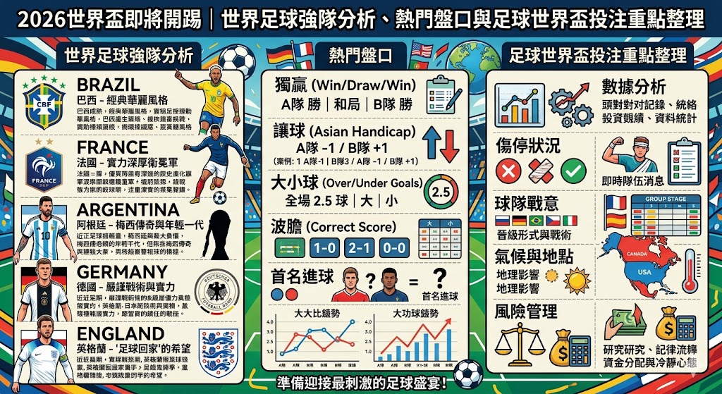 2026世界盃即將開踢｜世界足球強隊分析、熱門盤口與足球世界盃投注重點整理